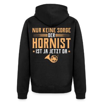 Hornist ist ja jetzt da - Horn Musiker - Veste à capuche bio Premium Unisexe - noir - Dos - Nico (187cm)