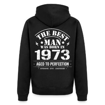 Geboren im 1973 Geburtstag 1973 - 52 Jahre Retro - Unisex Premium Bio Zip Hoodie - Schwarz - Hinten - Nico (187cm)