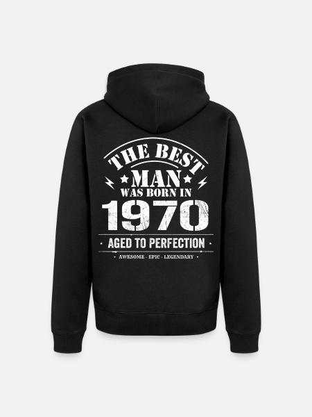 Geboren im 1970 Geburtstag 1970 - 55 Jahre Retro - Unisex Premium Bio Zip Hoodie - Schwarz