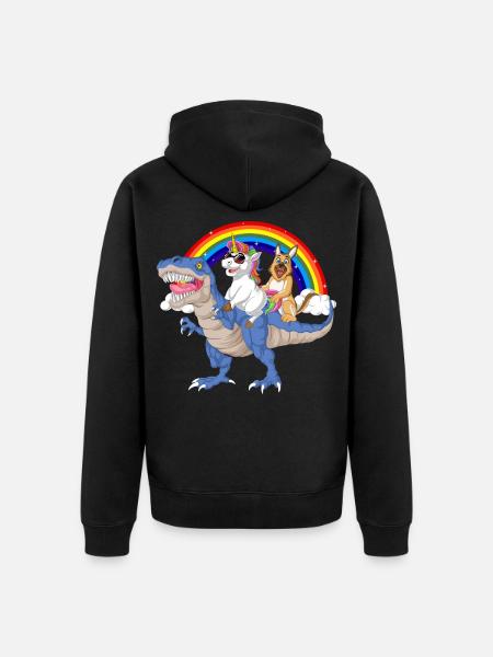 Deutscher Schäferhund Einhorn Abenteuer - Unisex Premium Bio Zip Hoodie - Schwarz