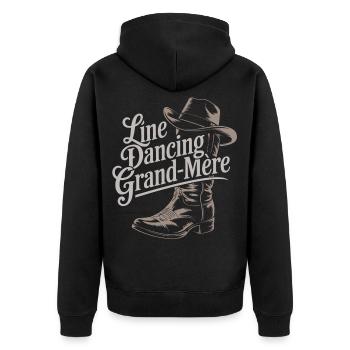 Line Dance Oma - Unisex Premium Bio Zip Hoodie - Schwarz - Hinten - Nico (187cm)
