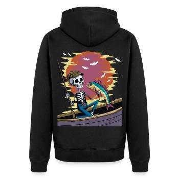 Pêcheur squelette au coucher du soleil coryphène mahi - Veste à capuche bio Premium Unisexe - noir - Dos - Nico (187cm)