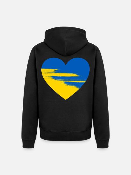 Ukraine Herz - Unisex Premium Bio Zip Hoodie - Schwarz