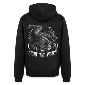 Wels, Waller, Welsangeln, Poisson-chat, Combattre la nuit - Veste à capuche bio Premium Unisexe - noir - Dos - Nico (187cm)
