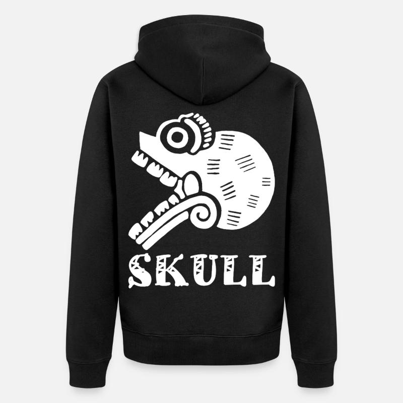 Weißer Stammesschädel - Unisex Premium Bio Zip Hoodie - Schwarz