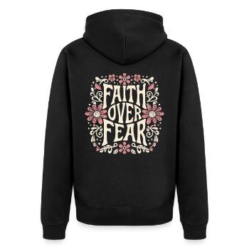 Une fille chrétienne cite la foi sur la peur rose vintage - Veste à capuche bio Premium Unisexe - noir - Dos - Nico (187cm)