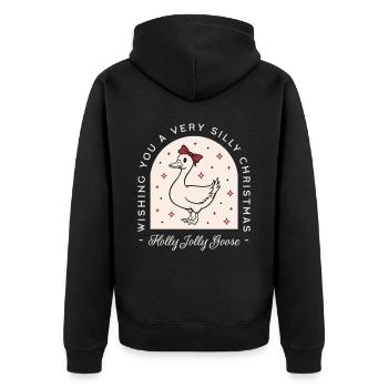 Dumme Gans Weihnachten lustige Bauernhoftier Grüße - Unisex Premium Bio Zip Hoodie - Schwarz - Hinten - Nico (187cm)