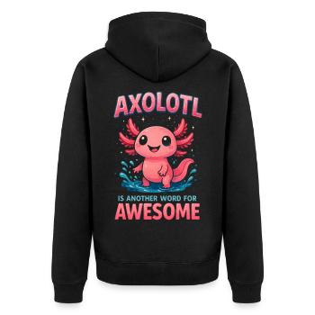 Axolotl - Unisex Premium Organic Zip Hoodie - black - Back - Nico (187cm)