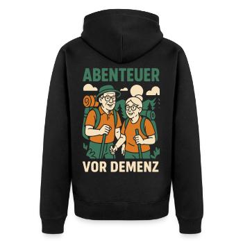 Abenteuer Vor Demenz Camping Camper Retro Design - Unisex Premium Bio Zip Hoodie - Schwarz - Hinten - Nico (187cm)