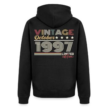 October 1997 Retro Anniversary 1997 October 1997 - Unisex Premium Organic Zip Hoodie - black - Back - Nico (187cm)