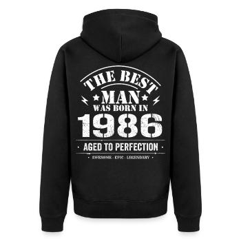 Born in 1986 Birthday 1986 - 39 Years Retro - Unisex Premium Organic Zip Hoodie - black - Back - Nico (187cm)