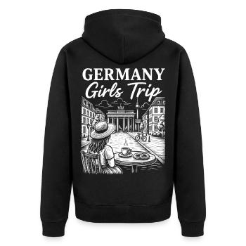 Deutschland Mädchenreise - Unisex Premium Bio Zip Hoodie - Schwarz - Hinten - Nico (187cm)