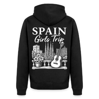 Spanien Reise Mädchen Gitarren Silhouette - Unisex Premium Bio Zip Hoodie - Schwarz - Hinten - Nico (187cm)
