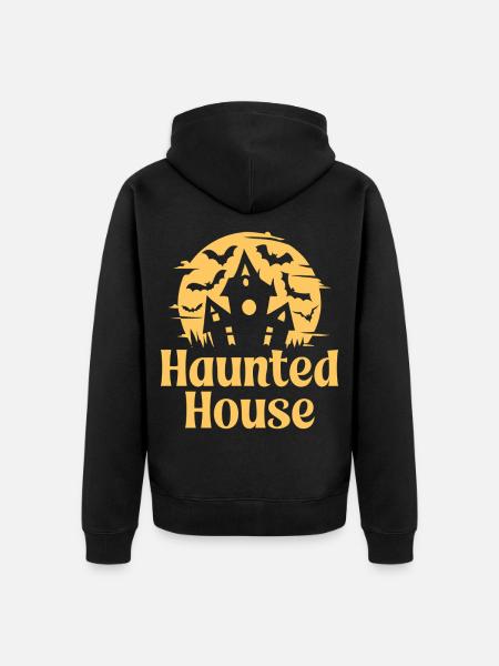Haunted House - Unisex Premium Organic Zip Hoodie - black