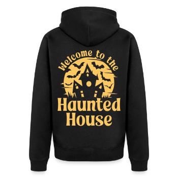Welcome to the Haunted House - Unisex Premium Organic Zip Hoodie - black - Back - Nico (187cm)