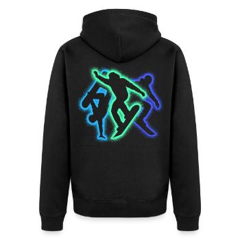 Snowboarder Silhouettes Men Boys Snowboard - Unisex Premium Organic Zip Hoodie - black - Back - Nico (187cm)