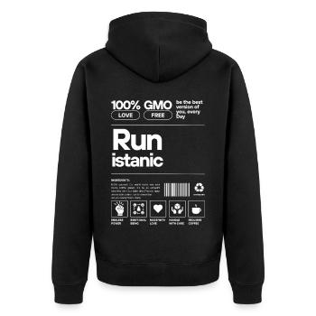 Imprimé motif nature futuriste - Veste à capuche bio Premium Unisexe - noir - Dos - Nico (187cm)