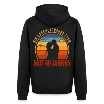 48 Jahre Unschlagbares Team Liebesgeschenk Paar - Unisex Premium Bio Zip Hoodie - Schwarz - Hinten - Nico (187cm)