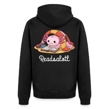 Readsalotl Axolotl Lecture Livres - Veste à capuche bio Premium Unisexe - noir - Dos - Nico (187cm)