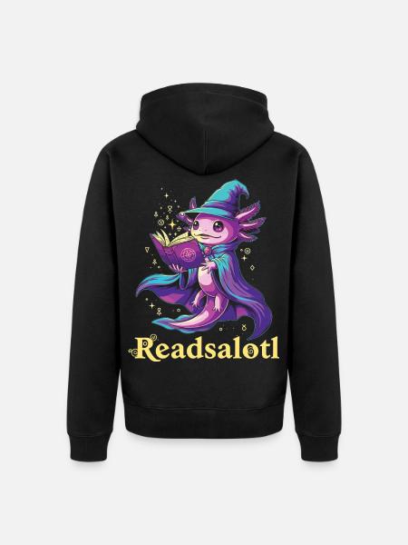 Readsalotl Axolotl Reading Mage Axolotl - Unisex Premium Organic Zip Hoodie - black