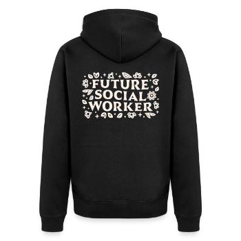 Future social worker graduate school student - Unisex Premium Organic Zip Hoodie - black - Back - Nico (187cm)