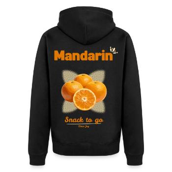 Mandarin Snack – Fruity Citrus Design - Unisex Premium Organic Zip Hoodie - black - Back - Nico (187cm)