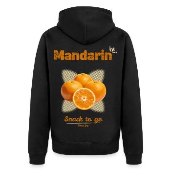 Mandarins | Snack To Go - Unisex Premium Organic Zip Hoodie - black - Back - Nico (187cm)