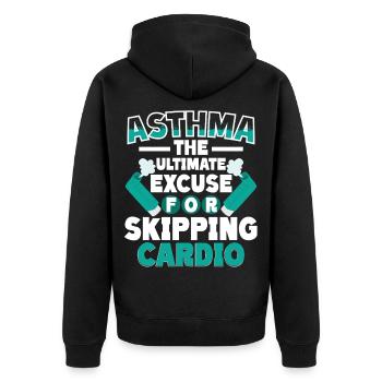 Asthma Asthmatics Skipping Cardio - Unisex Premium Organic Zip Hoodie - black - Back - Nico (187cm)