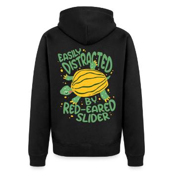 Red-eared Turtle - Unisex Premium Organic Zip Hoodie - black - Back - Nico (187cm)