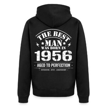 Geboren im 1956 Geburtstag 1956 - 69 Jahre Retro - Unisex Premium Bio Zip Hoodie - Schwarz - Hinten - Nico (187cm)