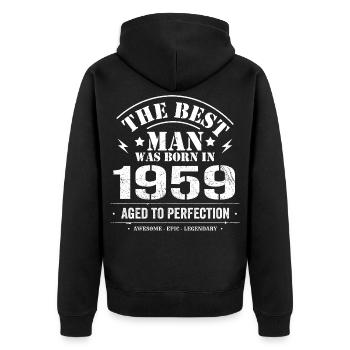 Geboren im 1959 Geburtstag 1959 - 66 Jahre Retro - Unisex Premium Bio Zip Hoodie - Schwarz - Hinten - Nico (187cm)