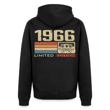Legenden 1966 Jahrgang 1966 Jubiläum Jahrgang 1966 - Unisex Premium Bio Zip Hoodie - Schwarz - Hinten - Nico (187cm)