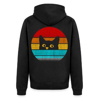 Retro Vintage Katze verstecken – süße Katze Liebhaber T-Shirt - Unisex Premium Bio Zip Hoodie - Schwarz - Hinten - Nico (187cm)