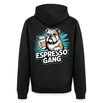 Espresso Gang Bulldog - Veste à capuche bio Premium Unisexe - noir - Dos - Nico (187cm)