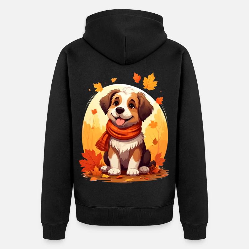 Chien en automne - Veste à capuche bio Premium Unisexe - noir