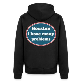 Houston i have many problems - Unisex Premium Bio Zip Hoodie - Schwarz - Hinten - Nico (187cm)
