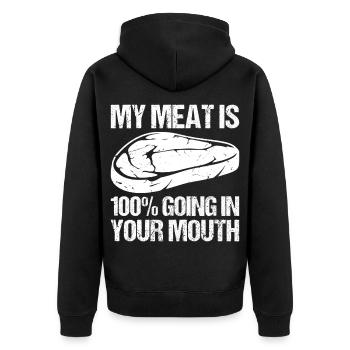Grilling Meat Cooking BBQ Grill Cook Bake  - Unisex Premium Bio Zip Hoodie - Schwarz - Hinten - Nico (187cm)
