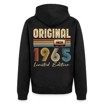 60e anniversaire 60 ans original 1965 - Veste à capuche bio Premium Unisexe - noir - Dos - Nico (187cm)