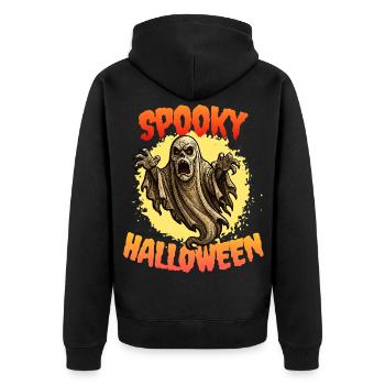 Halloween Geist gruselig Gespenst Grusel Monster - Unisex Premium Bio Zip Hoodie - Schwarz - Hinten - Nico (187cm)