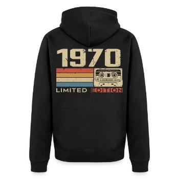 Légendes 1970 Millésime 1970 Jubilé 1970 vintage  - Veste à capuche bio Premium Unisexe - noir - Dos - Nico (187cm)