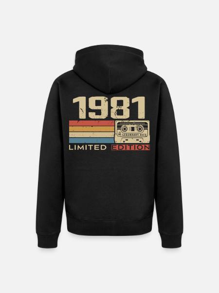Legenden 1981 Vintage 1981 Jubileum 1981 vintage - Uniseks Premium bio ziphoodie - zwart