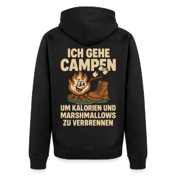 Ich Gehe Campen für Kalorien Und Marshmallows - Unisex Premium Bio Zip Hoodie - Schwarz - Hinten - Nico (187cm)