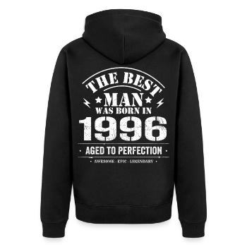 Born in 1996 Birthday 1996 - 29 Years Retro - Unisex Premium Organic Zip Hoodie - black - Back - Nico (187cm)