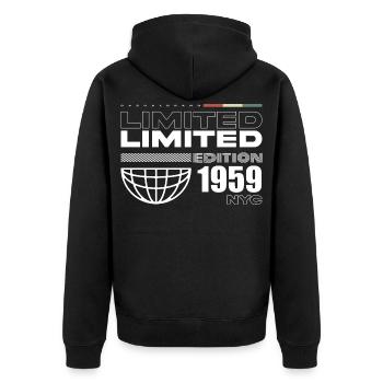 Geboren im 1959 Geburtstag 1959 - 66 Jahre Retro - Unisex Premium Bio Zip Hoodie - Schwarz - Hinten - Nico (187cm)
