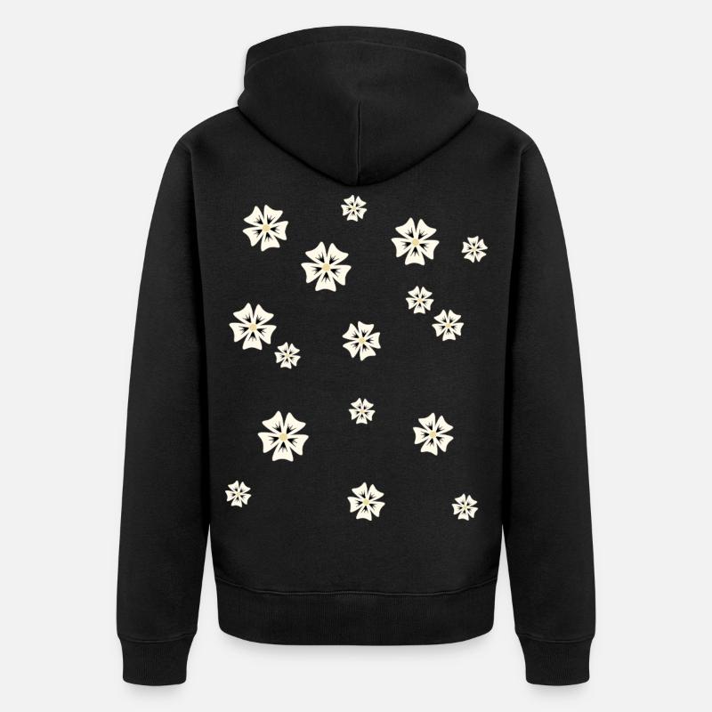 Blumenmuster in schlichtem Stil - Unisex Premium Bio Zip Hoodie - Schwarz