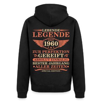 65th Birthday Vintage Year 1960 - Unisex Premium Organic Zip Hoodie - black - Back - Nico (187cm)