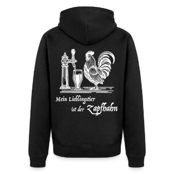 Mein Lieblingstier ist der Zapfhahn – Bier Humor - Unisex Premium Bio Zip Hoodie - Schwarz - Hinten - Nico (187cm)