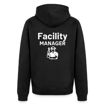 Facility Manager - Unisex Premium Organic Zip Hoodie - black - Back - Nico (187cm)