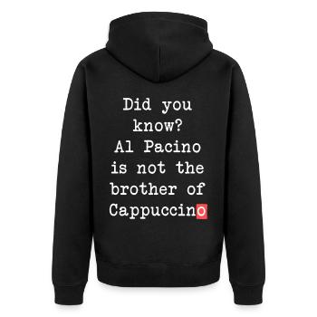 Al Pacino Cappuccino Tasse – lustiges Kaffee-Motiv - Unisex Premium Bio Zip Hoodie - Schwarz - Hinten - Nico (187cm)