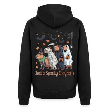 Capybara Halloween Kostüm - Unisex Premium Bio Zip Hoodie - Schwarz - Hinten - Nico (187cm)